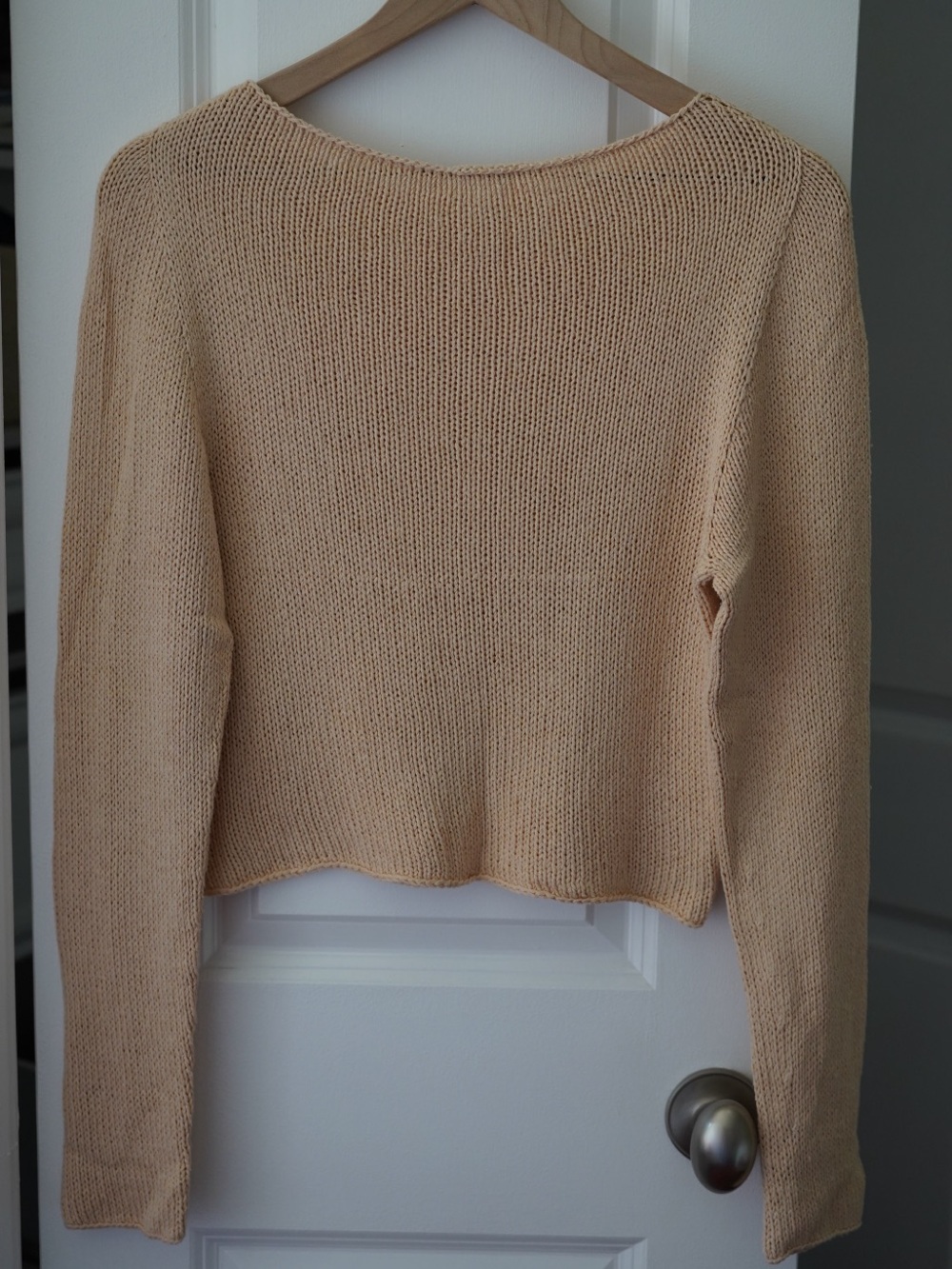 Handknitted Pure Silk Blouse in Peach